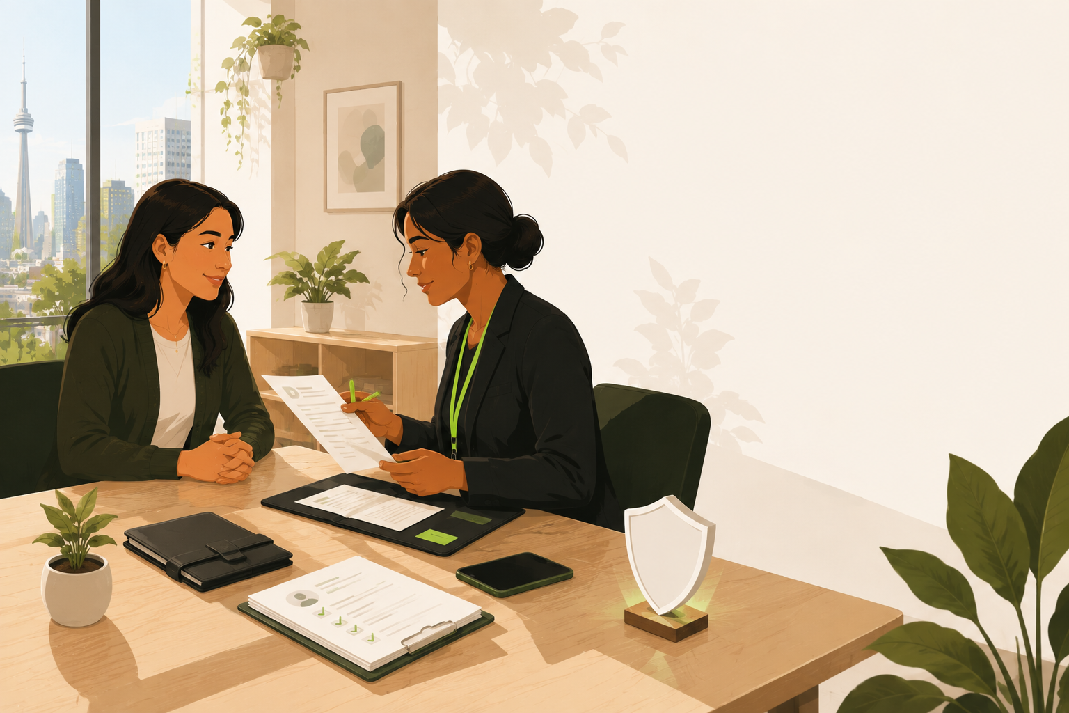 A Carely team member reviewing a care professional's documents